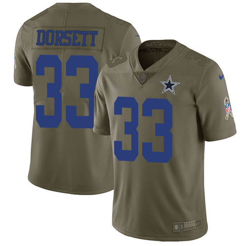 Nike Cowboys #33 Tony Dorsett Olive Men's Stitched NFL Limited Salute To Service Jersey - Click Image to Close
